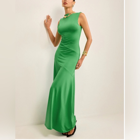 NWT Commense Sleeveless Backless Green Maxi Dress - Picture 4 of 8